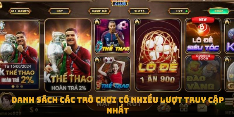 Danh sách những tựa game được nhiều người truy cập nhất